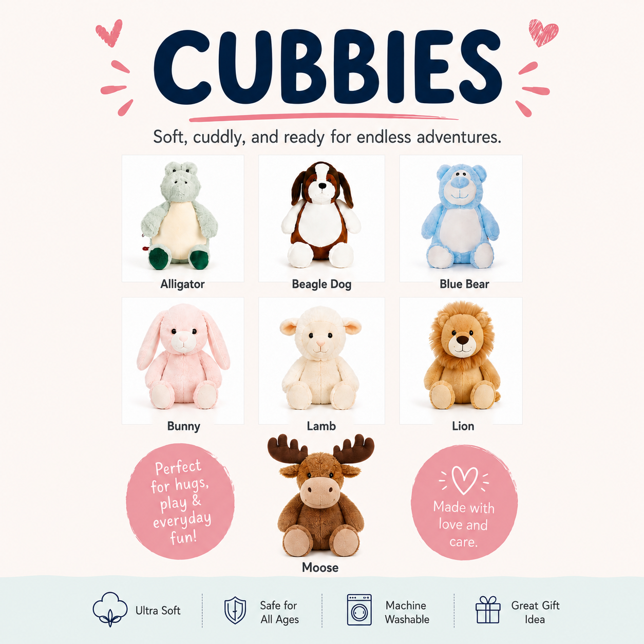 Personalized Embroidered Plush Cubbies